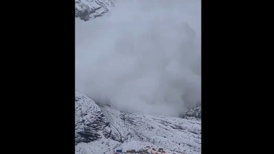 A video shared by news agency ANI showed a massive cloud of snow descending towards the base camp as mountaineers take to their feet. A video shared by news agency ANI showed a massive cloud of snow descending towards the base camp as mountaineers take to their feet.