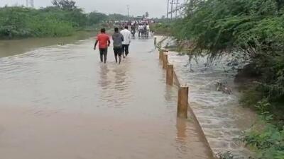 The bridge was submerged after heavy rain, in Koppala. (HT Photo) The bridge was submerged after heavy rain, in Koppala. (HT Photo)