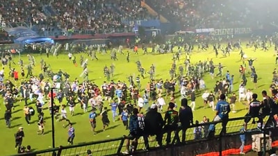 Indonesia: Riot after the match between Arema FC and Persebaya Surabaya at the Kanjuruhan Stadium. (Twitter screengrab)