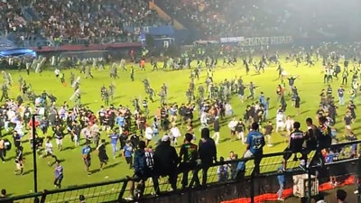 Indonesia: Riot after the match between Arema FC and Persebaya Surabaya at the Kanjuruhan Stadium. (Twitter screengrab)