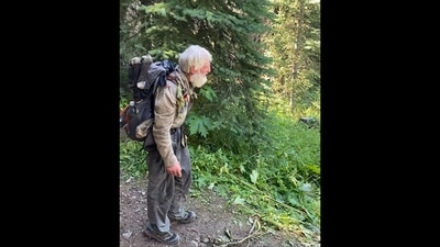 The image, taken from the video, shows a 71-year-old man hiking a gruelling 4000-km Pacific Crest Trail in the USA. (Instagram/@humping_north) The image, taken from the video, shows a 71-year-old man hiking a gruelling 4000-km Pacific Crest Trail in the USA. (Instagram/@humping_north)