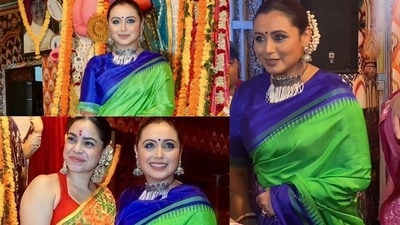 Rani Mukerji celebrates Durga Puja 2022. (Viral Bhayani) Rani Mukerji celebrates Durga Puja 2022. (Viral Bhayani)