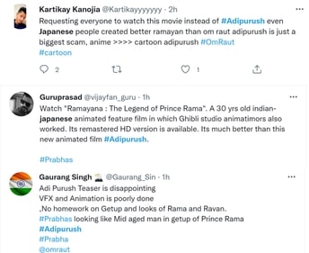 Tweets about Adipurush's VFX.