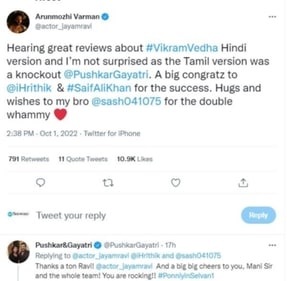Taking to Twitter, Jayam said that he isn't surprised as the original film, also by Pushkar and Gayathri, 'was a knockout'.