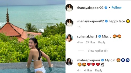 Shanaya Kapoor shared her holiday picture. Shanaya Kapoor shared her holiday picture.