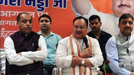 Bharatiya Janata Party (BJP) national president Jagat Prakash Nadda on Sunday said all the political parties were family-centric while Congress has been reduced to a brother-sister party. “It is the BJP which has brought every section of the society into the mainstream,” he said. (HT Photo)