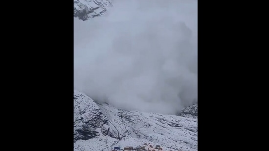 A video shared by news agency ANI showed a massive cloud of snow descending towards the base camp as mountaineers take to their feet.