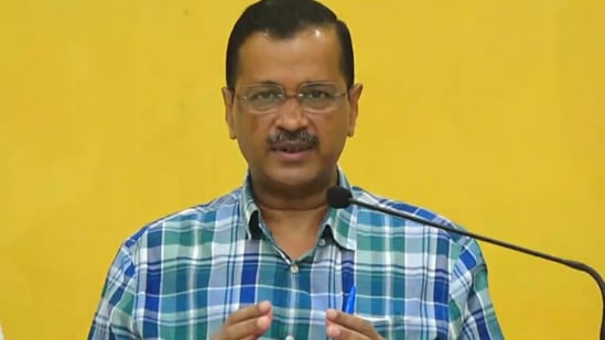 AAP national convener Arvind Kejriwal at a press briefing.