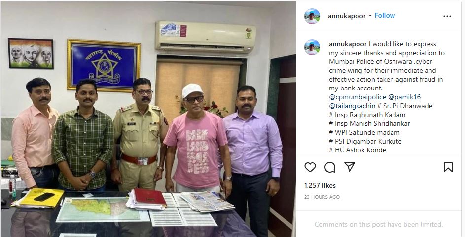 Taking to Instagram on Saturday, Annu shared a picture as he posed with police officers.