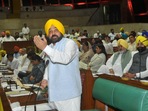 Punjab CM Bhagwant Mann on the last day of the Punjab Vidhan Sabha session in Chandigarh. (PTI) Punjab CM Bhagwant Mann on the last day of the Punjab Vidhan Sabha session in Chandigarh. (PTI)