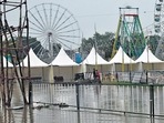 Due to heavy rain, the Ghantaghar Ramlila ground in Ghaziabad was inundated on Friday last week. (Sakib Ali/ HT) Due to heavy rain, the Ghantaghar Ramlila ground in Ghaziabad was inundated on Friday last week. (Sakib Ali/ HT)