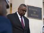 China-Taiwan Conflict: Secretary of Defense Lloyd Austin walks down the stairs at the Pentagon.(AP) China-Taiwan Conflict: Secretary of Defense Lloyd Austin walks down the stairs at the Pentagon.(AP)