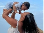 Neha Dhupia shared pictures of son Guriq on his first birthday.&nbsp;