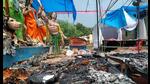 The materials used in the construction of the pandal — polythene, polyester cloth, bamboo and paper — were also inflammable, officials said. (Rajesh Kumar) The materials used in the construction of the pandal — polythene, polyester cloth, bamboo and paper — were also inflammable, officials said. (Rajesh Kumar)