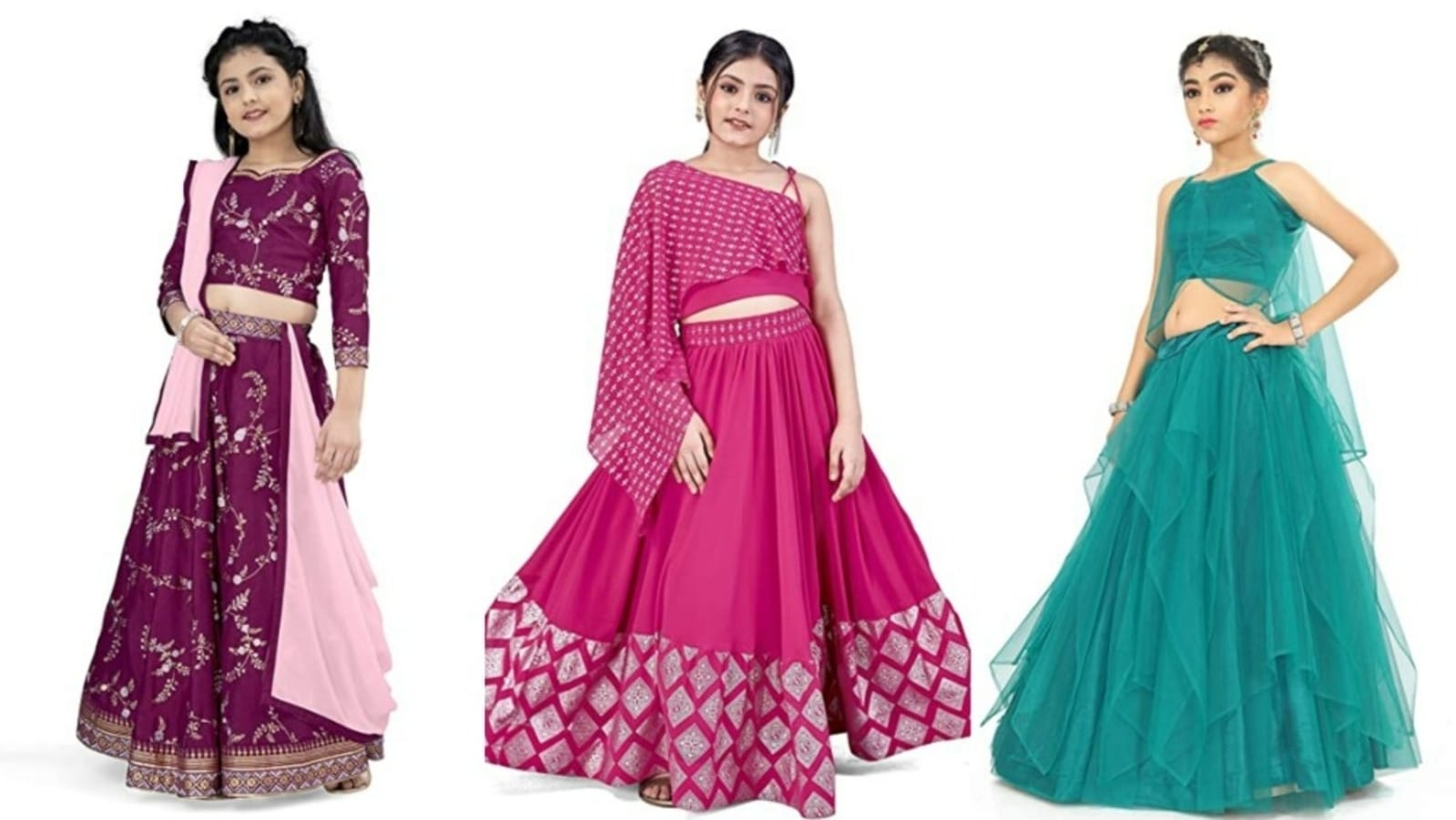 Trivety@Fashion Girl's Net Semi-Stitched Lehenga Choli