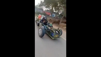 The man was seen delivering milk in this F1 like car. (Twitter/@RoadsOfMumbai) The man was seen delivering milk in this F1 like car. (Twitter/@RoadsOfMumbai)