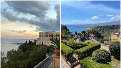 The historical gardens at San Domenico Palace in Taormina that was built as a fortress by the sea.&nbsp; (Vir Sanghvi)