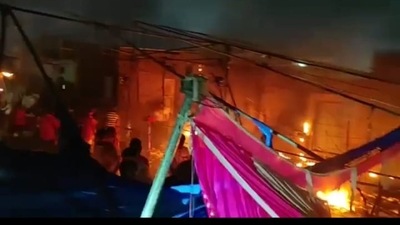 A 12-year-old boy was killed after a fire broke out at a Durga Puja pandal in Aurai town of Uttar Pradesh’s Bhadohi district on Sunday. A 12-year-old boy was killed after a fire broke out at a Durga Puja pandal in Aurai town of Uttar Pradesh’s Bhadohi district on Sunday.