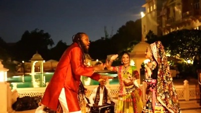 The image, taken from the video shared online, shows West Indies cricketer Chris Gayle dacing on dhol beats. (Twitter/@GujaratGiants) The image, taken from the video shared online, shows West Indies cricketer Chris Gayle dacing on dhol beats. (Twitter/@GujaratGiants)