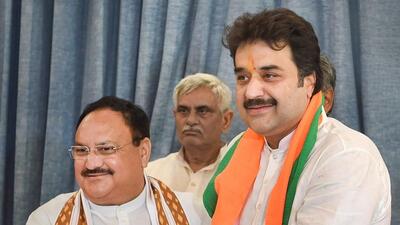 The Adampur assembly byelection was necessitated due to the resignation of Kuldeep Bishnoi (right), a former Congress MLA who joined the BJP. Here he is seen calling on BJP chief JP Nadda in New Delhi on August 4. (HT file photo) The Adampur assembly byelection was necessitated due to the resignation of Kuldeep Bishnoi (right), a former Congress MLA who joined the BJP. Here he is seen calling on BJP chief JP Nadda in New Delhi on August 4. (HT file photo)