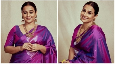 Vidya Balan poses in a silk saree and traditional jewels for a photoshoot. (Instagram) Vidya Balan poses in a silk saree and traditional jewels for a photoshoot. (Instagram)