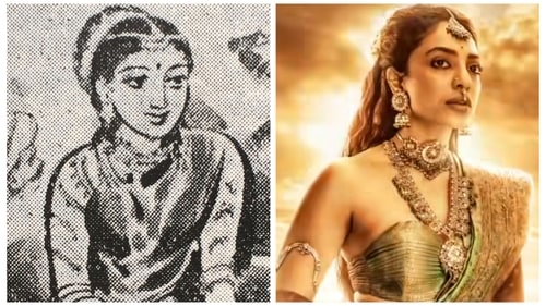 Vaanathi, as drawn by Maniam in the magazine and as portrayed by Sobhita Dhulipala in the film. Vaanathi, as drawn by Maniam in the magazine and as portrayed by Sobhita Dhulipala in the film.