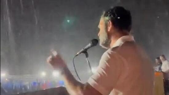 He was addressing the public after ending the Bharat Jodo Yatra’s foot march for the day. (Twitter | Congress) He was addressing the public after ending the Bharat Jodo Yatra’s foot march for the day. (Twitter | Congress)