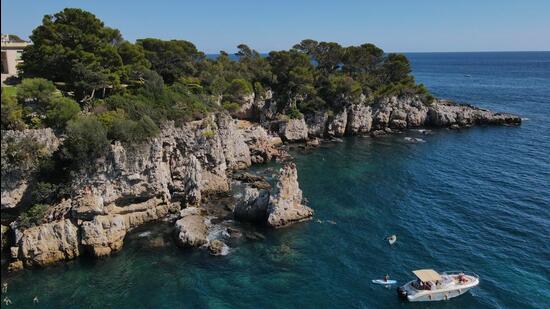 A drone view of Cap d’Antibes and Billionaire’s Bay in Côte d’Azur, France. The Secret Life of Writers is set in just such a location. (Shutterstock)