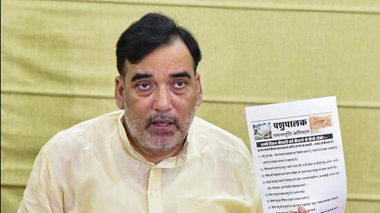 Delhi environment minister Gopal Rai launched the war room that will operate out f the Delhi Secretariat. Rai said the war room will also be linked with Green Delhi App . (PTI Photo)