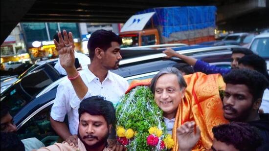 Tharoor arrives in Hyderabad for his campaign. (Twitter) Tharoor arrives in Hyderabad for his campaign. (Twitter)