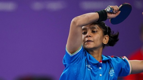 India's Sreeja Akula in action&nbsp;(AP)