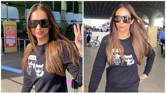 Malaika Arora clicked at the airport today by the paparazzi. &nbsp;(HT Photo/Varinder Chawla)