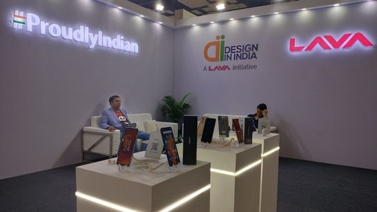 Lava smartphones exhibited in the India Mobile Congress event 2022.(Singh Rahul Sunilkumar)
