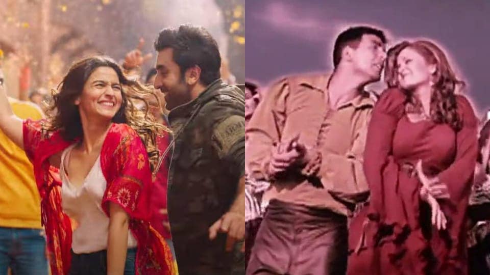 Alia Bhatt and Ranbir Kapoor in Kesariya dance mix (left); Akshay Kumar and Aishwarya Rai in Dil Dooba (right). Alia Bhatt and Ranbir Kapoor in Kesariya dance mix (left); Akshay Kumar and Aishwarya Rai in Dil Dooba (right).