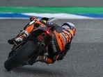 Portugal's rider Miguel Oliveira of Red Bull KTM Factory Racing steers his motorcycle during the MotoGP motorcycling race at the Chang International Circuit.