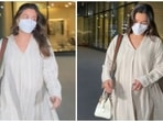 Mom-to-be Alia Bhatt clicked at the airport in a loose striped dress. (HT Photo/Varinder Chawla) Mom-to-be Alia Bhatt clicked at the airport in a loose striped dress. (HT Photo/Varinder Chawla)