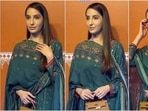 Nora Fatehi poses for the paparazzi at Maja Ma screening. (Instagram) Nora Fatehi poses for the paparazzi at Maja Ma screening. (Instagram)