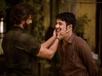 Hrithik Roshan and Rohit Saraf in a still from Vikram Vedha. Hrithik Roshan and Rohit Saraf in a still from Vikram Vedha.