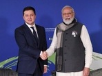 PM Narendra Modi with Ukraine President Volodymyr Zelensky at COP26 summit last year.