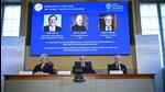 Secretary General of the Royal Swedish Academy of Sciences Hans Ellegren, centre, Eva Olsson, left and Thors Hans Hansson, members of the Nobel Committee for Physics announce the winner of the 2022 Nobel Prize in Physics, from left to right on the screen, Alain Aspect, John F. Clauser and Anton Zeilinger in Stockholm on Tuesday. (AP) Secretary General of the Royal Swedish Academy of Sciences Hans Ellegren, centre, Eva Olsson, left and Thors Hans Hansson, members of the Nobel Committee for Physics announce the winner of the 2022 Nobel Prize in Physics, from left to right on the screen, Alain Aspect, John F. Clauser and Anton Zeilinger in Stockholm on Tuesday. (AP)