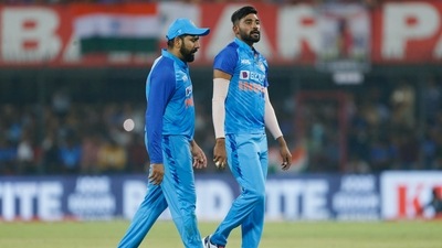 Rohit Sharma and Mohammed Siraj during the 3rd T20I match between India and South Africa (ANI)
