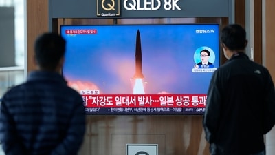 North Korea Missile Test: A TV screen showing a news program reporting about North Korea's missile launch. (AP) North Korea Missile Test: A TV screen showing a news program reporting about North Korea's missile launch. (AP)