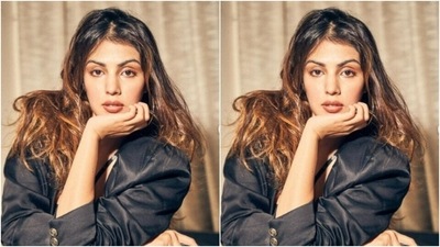 In classic black stilettos with ankle straps and golden hoop earrings, Rhea minimally accessorised her look for the day. (Instagram/@rhea_chakraborty)