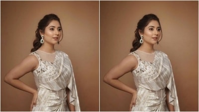 In statement silver earrings with emerald stone studded details from the house of Mairaa Fine Jewellery, Disha added more glam to her look. (Instagram/@dishaparmar) In statement silver earrings with emerald stone studded details from the house of Mairaa Fine Jewellery, Disha added more glam to her look. (Instagram/@dishaparmar)
