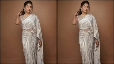 Disha played muse to fashion designer house Kaaisha and picked the saree gown from the shelves of the designer house. (Instagram/@dishaparmar) Disha played muse to fashion designer house Kaaisha and picked the saree gown from the shelves of the designer house. (Instagram/@dishaparmar)