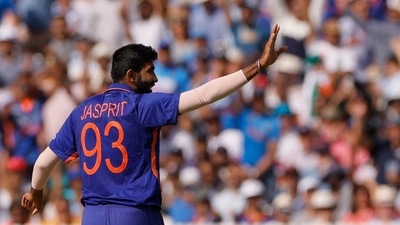 India's Jasprit Bumrah reacts during a match against England (Reuters)