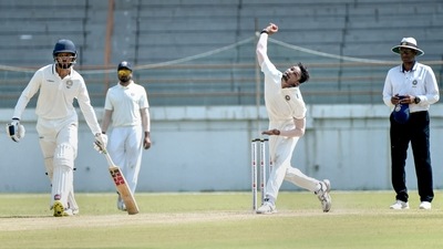 Rajkot: Kuldeep Sen of Rest of India bowls during the Irani Trophy 2022 cricket match between Saurashtra and Rest of India, in Rajkot, Monday, Oct. 3, 2022. (PTI) Rajkot: Kuldeep Sen of Rest of India bowls during the Irani Trophy 2022 cricket match between Saurashtra and Rest of India, in Rajkot, Monday, Oct. 3, 2022. (PTI)