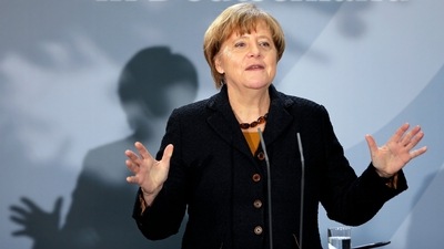 Angela Merkel: German Chancellor Angela Merkel delivers a speech. (AP) Angela Merkel: German Chancellor Angela Merkel delivers a speech. (AP)