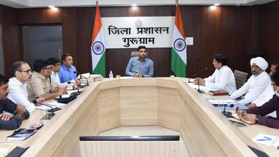 Gurugram DC Nishant Yadav chaired a meeting with senior officials of different government departments and civic agencies on Tuesday. (HT Photo) Gurugram DC Nishant Yadav chaired a meeting with senior officials of different government departments and civic agencies on Tuesday. (HT Photo)