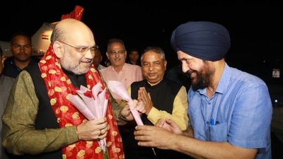 Amit Shah tweeted this picture upon his arrival at J&K, mentioning about his 3-day visit to the union territory. (Twitter/ Amit Shah) Amit Shah tweeted this picture upon his arrival at J&K, mentioning about his 3-day visit to the union territory. (Twitter/ Amit Shah)
